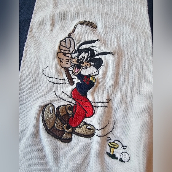 Rare Vintage Disney Mickey Donald Goofy Golfing Knit Thick Striped Sweater - Picture 5 of 12
